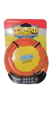 Schwinn Bicycle Combo Lock Emoji 3 ft Long Fabric Cover Steel Cable Lock Orange - Image 1 of 2