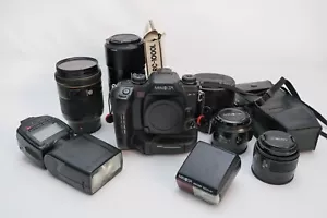 ULTIMATE 35mm camera lot. MINOLTA A7, 4 Lenses, 2 flashes, ACCESSORIES, READ - Picture 1 of 24