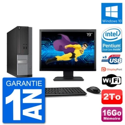 PC Dell Optiplex 3020 SFF Pantalla 19" G3220 RAM 16Go Disco 2To Windows 10 Wifi - Imagen 1 de 3