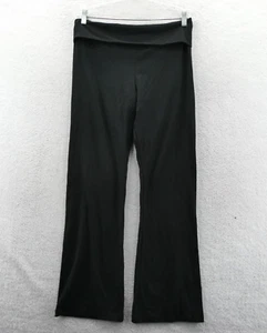 Victorias Secret Large Black Leggings Flare Leg High Waist Yoga Foldover Pants - Picture 1 of 9