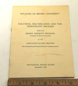 Selten 16pg 5x7" Sept. 1940 Bulletin of Brown University Cultural Self-Reliance    - Bild 1 von 6
