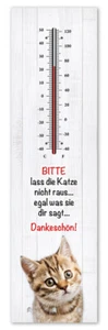 Kult-Thermometer + Schlüsselhalter - Katze nicht raus - Alu Innen+Aussen T009 - Bild 1 von 3