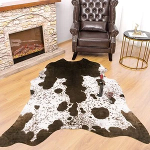 Faux Cowhide Rug 6.2 x 5.2 Feet, Cute Cow Hide Rug for Living Room Bedroom We... - Picture 1 of 7