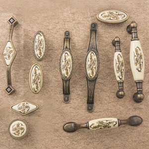 Tirador de perilla de cajón de puerta de cerámica y aleación para muebles de cocina - Imagen 1 de 62