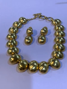 Clara Kasavina Berger Necklace Gold Tone Necklace Earring Set Haute Couture - Picture 1 of 7