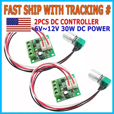 2X 6V 12V 2A 30W DC Motor Speed Controller PWM Adjustable Variable Driver Switch - Image 1 of 4