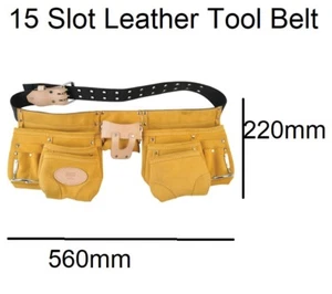 15 Pocket Belt-type Leather Tool Pouch Electrician Carpenter Tool Bag with Belt - Picture 1 of 9