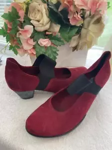 Arche Nubuck Mary Jane Heels Red Latex Sole 39.5 US 9.5 (sh900 - Picture 1 of 7
