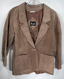 Vintage 80s Suede Jacket Womens Small Shoulder Pads Hipster Avanti - Picture 1 of 7