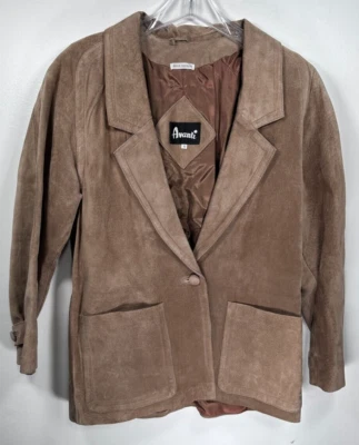 Vintage 80s Suede Jacket Womens Small Shoulder Pads Hipster Avanti - Image 1 of 4