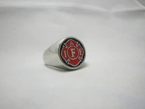 EMT & Bomberos Anillo Bomberos Acero Inoxidable y Esmalte Rojo - Imagen 1 de 2