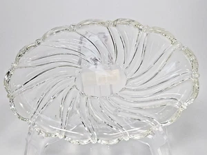 Mikasa Pepperment Swirl Clear Crystal 9.25in Sweets Dish Oval Candy Canape Tray - Picture 1 of 7