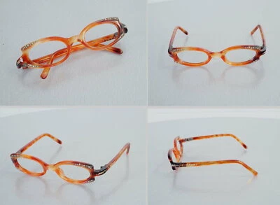 Óculos de leitura armação França Swank oval era Rockabilly laranja vintage... - Imagem 1 de 4