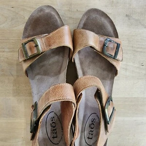 Taos Damen-Sandalen 10,5/41 Schnalle Camel Leder Komfort Kork Doppelriemen - Bild 1 von 6