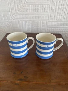 Two Leonardo Home Cornishware Style Tea Mugs - Picture 1 of 9