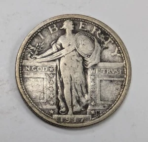 Moneda de Estados Unidos 1917 P Standing Liberty Quarter - Imagen 1 de 6