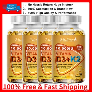 1/2/4 Bottles Vitamin K2 (MK7) with D3 10000 IU Capsules, Support Immune &Bone - Picture 1 of 13