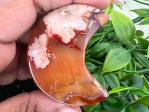 Carnelian Flower Agate Moon - 2" Carnelian Flower Agate Moon - Red Carnelian - Picture 1 of 8