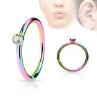 Nose Hoop Nose Ring Daith  Rook Tragus 20g Micro Gem Surgical Steel  Bendable