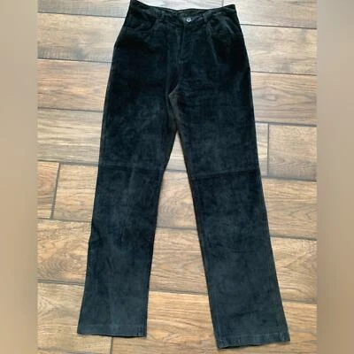 Pantalones de cuero negro genuino Brandon Thomas de colección cintura alta pierna recta 8 Foto 1 de 4