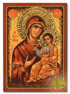 Orthodox Theotokos Hodegitria Byzantine Wooden Icon 2 Shapes Orthodoxe Ikone - Picture 1 of 27