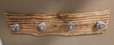 Country Hand Made Wood W/ 4 Hangers 20" Wall Rack Decor Coat Hat Holder - Image 1 of 4