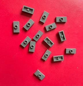 LEGO 1x2 DARK GRAY w 1 Stud Jumper (15 pieces) #15573 Grey Bricks Blocks Parts - Picture 1 of 2