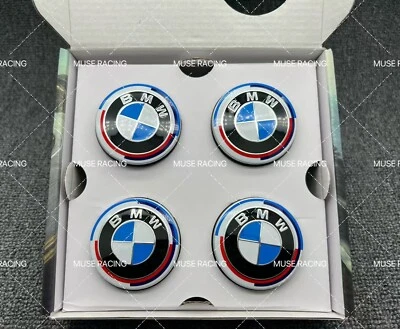 BMW 50th Anniversary Edition Floating Alloy Wheel Center  56mm 68mm Hub Caps - Image 1 of 3