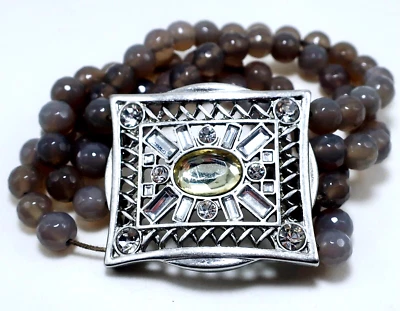 Pulsera Diseñadora Lia Sophia Ventana Secreta Colección Kiam 4 Hilos Gris Ágata Foto 1 de 4