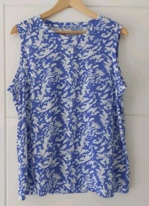 M&S Blue & White, Sleeveless Top Size 16 - Picture 1 of 4