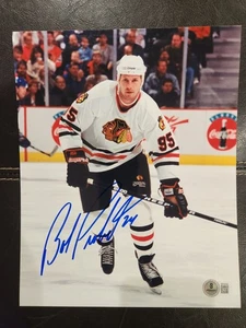 Bob Probert signiertes 8x10 Foto BGS BAS authentifiziert AUTO #95 Trikot Blackhawks - Bild 1 von 5