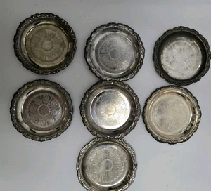 Menge 7 Vintage Italienisch Versilbert EP Auf Stahl Verziert Wein Untersetzer - Bild 1 von 4