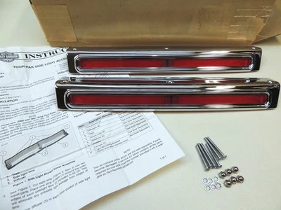 OEM HARLEY-DAVIDSON '97-05 TOUR PAK PACK SIDE MARKER LIGHTING COVERS CHROME TRIM - Image 1 of 4