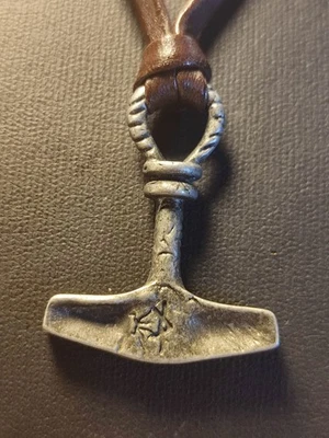 Wikinger Hammer Silber Grau am verstellbarem Band mega selten und schön das Teil - Bild 1 von 4