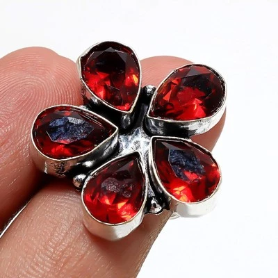 Mosambik Granat Edelstein Ring Handarbeit Jahrestag Geschenk Schmuck 7,75" MX... - Bild 1 von 4