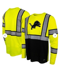 Detroit Lions Buffalo Outdoors NFL Hi-Vis Yellow Long Sleeve Safety T Shirt X - Picture 1 of 7