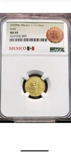2020 MEXICO 1/10 ONZA GOLD LIBERTAD NGC MS 69 RARE KEY DATE ONLY 700 MINTED - Picture 1 of 3