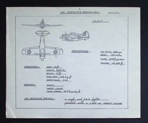 Original WWII Brewster Buffalo F2A-2 Recognition Drawing – American Fighter - Picture 1 of 3