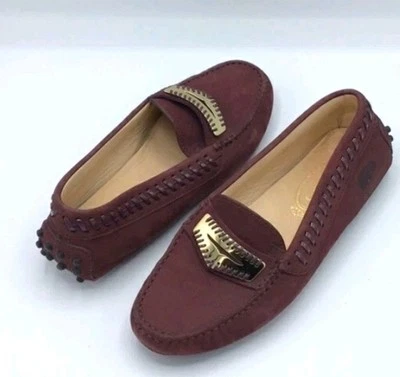 Mocasines de conducción TOD’S Borgoña Penny con acento dorado talla 36,5 Foto 1 de 4