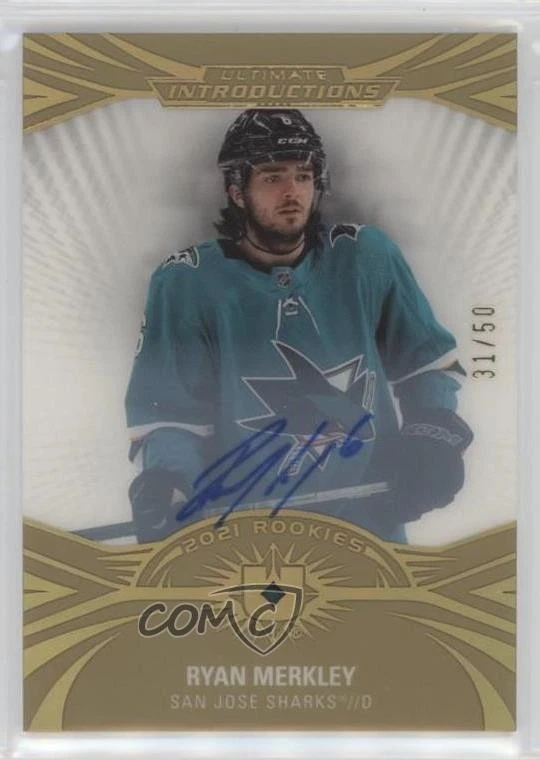 2021-22 Ultimate Collection Introductions Gold /50 Ryan Merkley Rookie Auto RC - Image 1 of 2