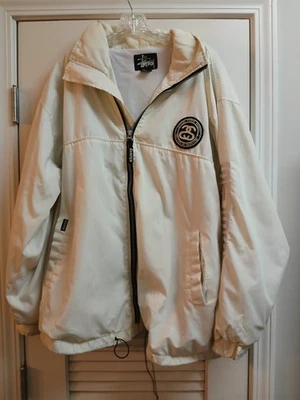 Vintage Stüssy Jacket Men's Size Large Lightweight Windbreaker White Packable - Image 1 of 4