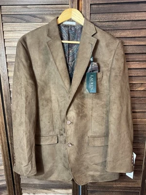 NUEVO CON ETIQUETAS $350 Venta al por menor Gamuza Para hombres Traje Chaqueta Talla 42 Largo Marrón Lauren Ralph Lauren Foto 1 de 4