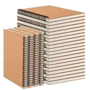 24 Pack A5 Spiral Notebooks Journal with Kraft Cover, 5x8 Inches, Ruled Lined... - Picture 1 of 9