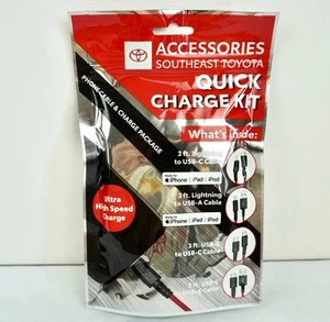 OEM Toyota Quick Charge Kit Gen8 Cables For iPhone iPad iPod 00016-00527 NEW - Photo 1 sur 3