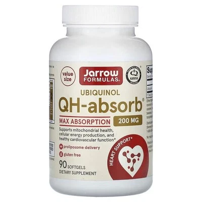 Jarrow Formulas Ubiquinol, QH Absorb, 200 mg, 90 Softgels - Imagem 1 de 2