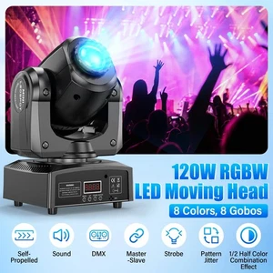 120W RGBW Moving Head Stage Lighting LED Spot Beam DMX Disco DJ Party Club Light - Picture 1 of 6