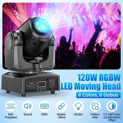 120W RGBW Moving Head Stage Lighting LED Spot Beam DMX Disco DJ Party Club Light - Image 1 of 4