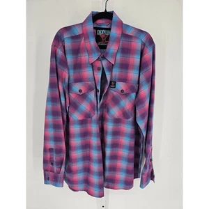 Dixxon Uomo XXL Shreddy 2023 V6 Manica Lunga Bottoni Flanella Rosa Blu - Foto 1 di 5