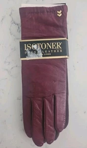 Guanti donna pelle vino Isotoner vintage taglia unica - Foto 1 di 4
