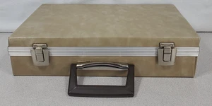 Vintage 24 Cassette Tape Briefcase Faux Tan Leather Felt Inside - Bild 1 von 9